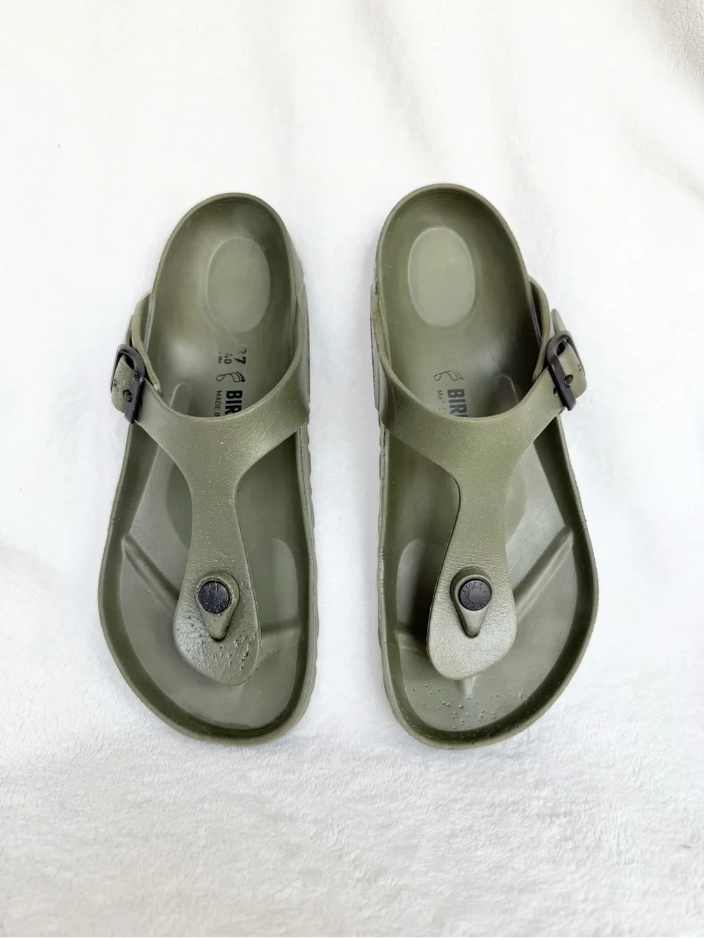 Birkenstock Sandals Mens 37 Olive Green Gizeh EVA Thong Flip Flop Casual Buckle